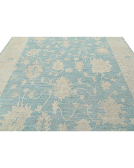 Oushak 9' 8" X 13' 2" Hand Knotted Wool Rug 9' 8" X 13' 2" (295 X 401) / Green / Wool