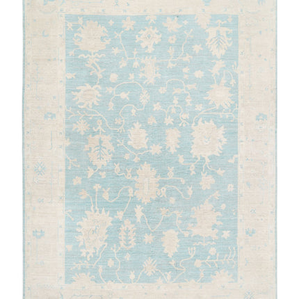 Oushak 9' 8" X 13' 2" Hand Knotted Wool Rug 9' 8" X 13' 2" (295 X 401) / Green / Wool