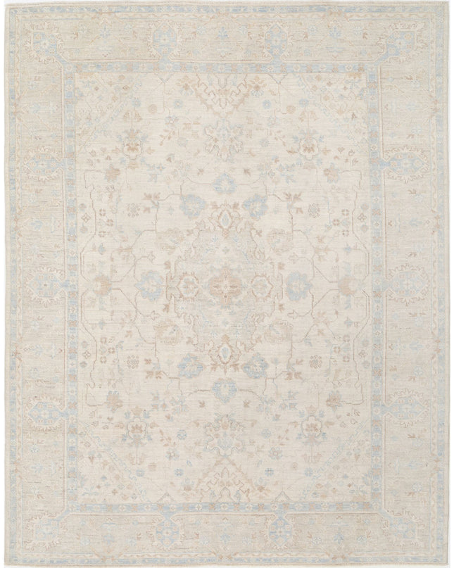 Oushak 9' 4" X 11' 10" Hand Knotted Wool Rug 9' 4" X 11' 10" (284 X 361) / Ivory / Wool