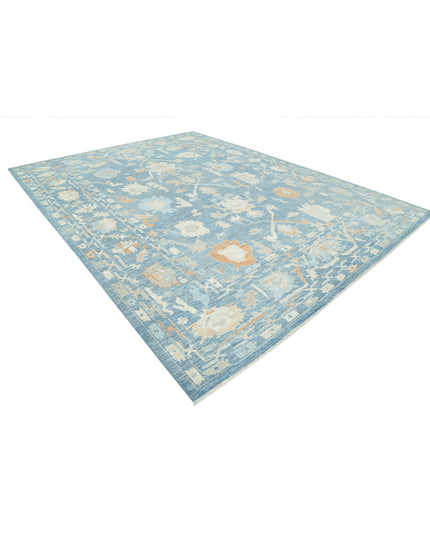 Oushak 10' 4" X 13' 9" Hand Knotted Wool Rug 10' 4" X 13' 9" (315 X 419) / Blue / Wool
