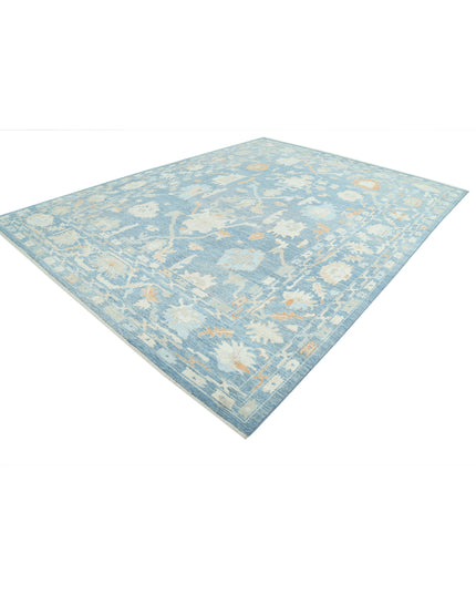 Oushak 10' 4" X 13' 9" Hand Knotted Wool Rug 10' 4" X 13' 9" (315 X 419) / Blue / Wool