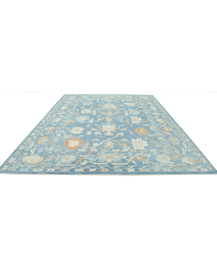 Oushak 10' 4" X 13' 9" Hand Knotted Wool Rug 10' 4" X 13' 9" (315 X 419) / Blue / Wool