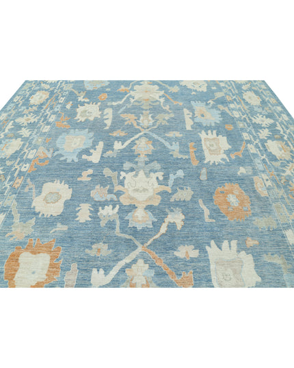 Oushak 10' 4" X 13' 9" Hand Knotted Wool Rug 10' 4" X 13' 9" (315 X 419) / Blue / Wool