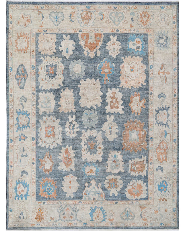 Oushak 10' 3" X 13' 10" Hand Knotted Wool Rug 10' 3" X 13' 10" (312 X 422) / Grey / Wool