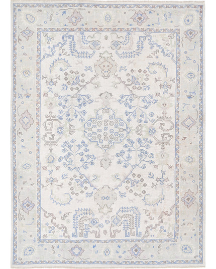 Oushak 8' 1" X 11' 3" Hand Knotted Wool Rug 8' 1" X 11' 3" (246 X 343) / Ivory / Wool