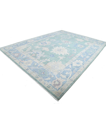 Oushak 10' 6" X 14' 6" Hand Knotted Wool Rug 10' 6" X 14' 6" (320 X 442) / Green / Wool