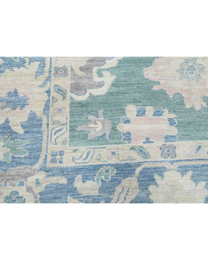 Oushak 10' 6" X 14' 6" Hand Knotted Wool Rug 10' 6" X 14' 6" (320 X 442) / Green / Wool