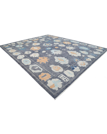 Oushak 12' 3" X 14' 11" Hand Knotted Wool Rug 12' 3" X 14' 11" (373 X 455) / Charcoal / Wool