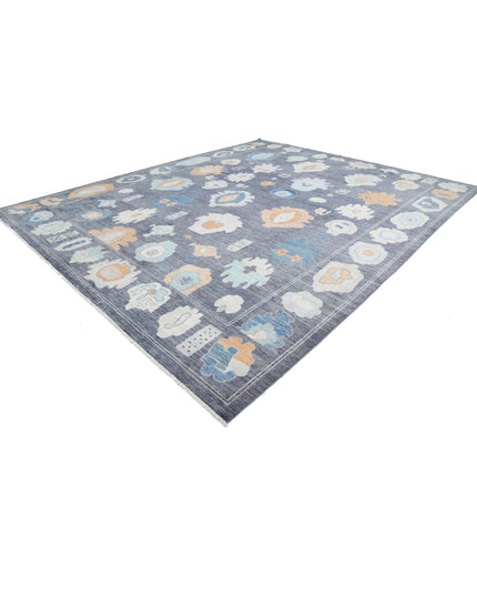 Oushak 12' 3" X 14' 11" Hand Knotted Wool Rug 12' 3" X 14' 11" (373 X 455) / Charcoal / Wool