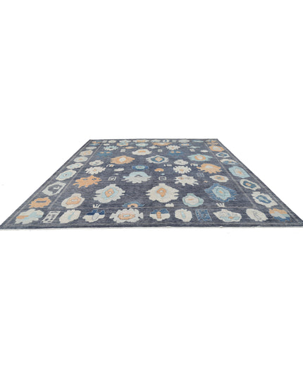 Oushak 12' 3" X 14' 11" Hand Knotted Wool Rug 12' 3" X 14' 11" (373 X 455) / Charcoal / Wool