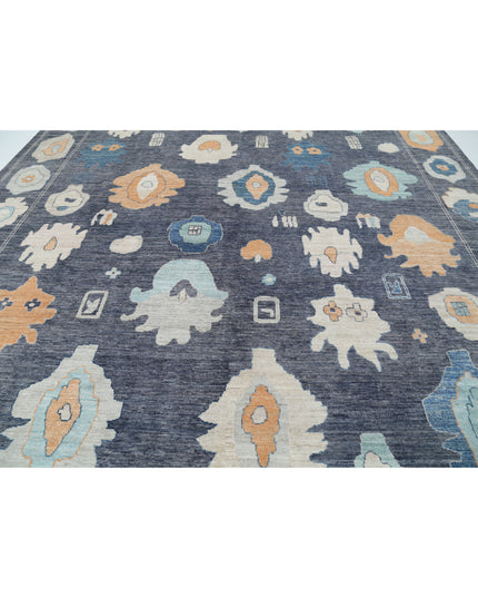 Oushak 12' 3" X 14' 11" Hand Knotted Wool Rug 12' 3" X 14' 11" (373 X 455) / Charcoal / Wool