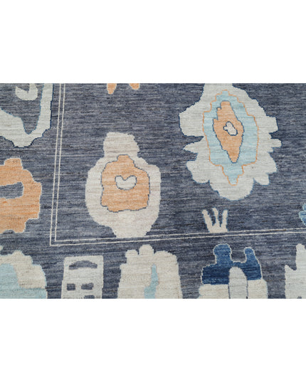 Oushak 12' 3" X 14' 11" Hand Knotted Wool Rug 12' 3" X 14' 11" (373 X 455) / Charcoal / Wool