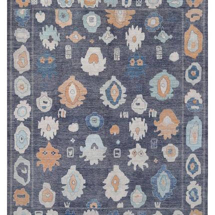 Oushak 12' 3" X 14' 11" Hand Knotted Wool Rug 12' 3" X 14' 11" (373 X 455) / Charcoal / Wool