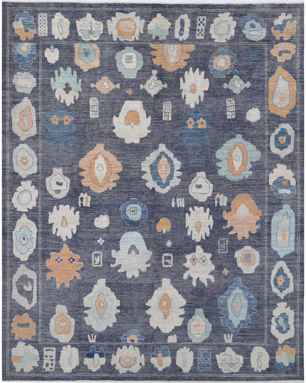 Oushak 12' 3" X 14' 11" Hand Knotted Wool Rug 12' 3" X 14' 11" (373 X 455) / Charcoal / Wool