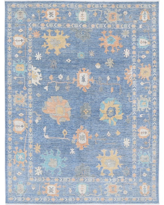 Oushak 9' 2" X 11' 10" Hand Knotted Wool Rug 9' 2" X 11' 10" (280 X 361) / Blue / Wool