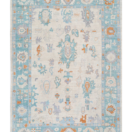Oushak 10' 1" X 14' 1" Hand Knotted Wool Rug 10' 1" X 14' 1" (307 X 429) / Ivory / Wool