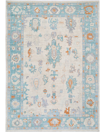 Oushak 10' 1" X 14' 1" Hand Knotted Wool Rug 10' 1" X 14' 1" (307 X 429) / Ivory / Wool