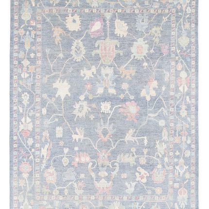 Oushak 8' 9" X 11' 9" Hand Knotted Wool Rug 8' 9" X 11' 9" (267 X 358) / Grey / Wool