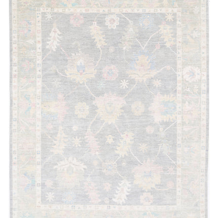 Oushak 10' 6" X 13' 8" Hand Knotted Wool Rug 10' 6" X 13' 8" (320 X 417) / Grey / Wool