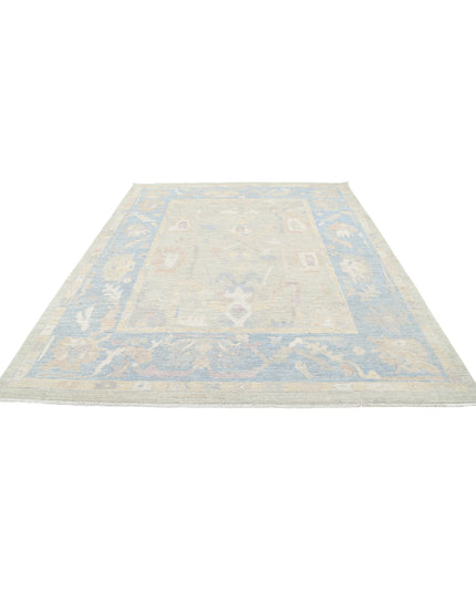 Oushak 8' 0" X 9' 10" Hand Knotted Wool Rug 8' 0" X 9' 10" (244 X 300) / Green / Wool