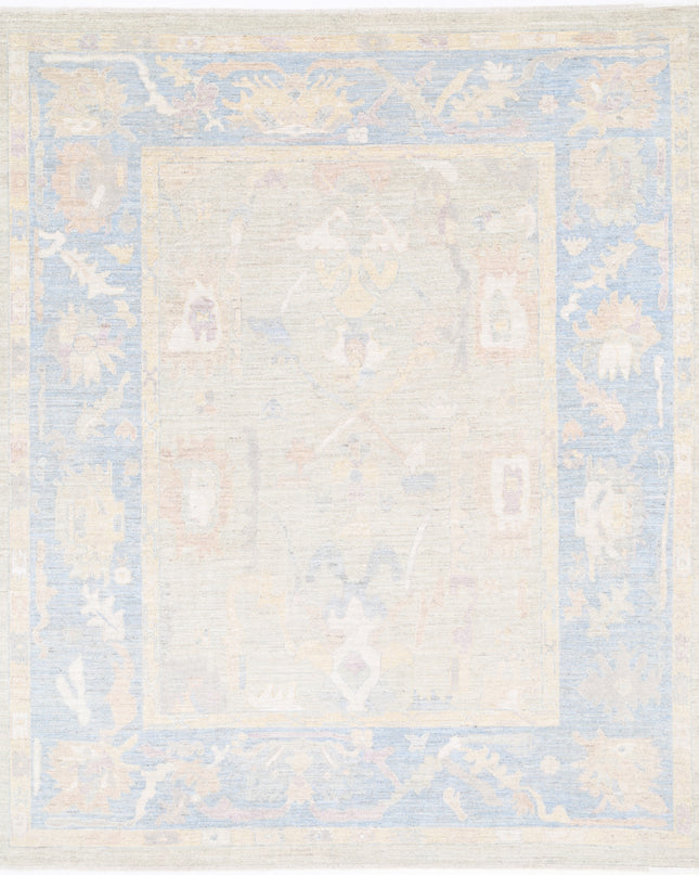 Oushak 8' 0" X 9' 10" Hand Knotted Wool Rug 8' 0" X 9' 10" (244 X 300) / Green / Wool