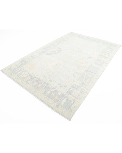 Oushak 6' 4" X 9' 6" Hand Knotted Wool Rug 6' 4" X 9' 6" (193 X 290) / Silver / Wool