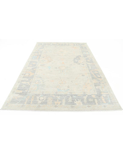 Oushak 6' 4" X 9' 6" Hand Knotted Wool Rug 6' 4" X 9' 6" (193 X 290) / Silver / Wool