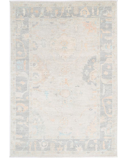 Oushak 6' 4" X 9' 6" Hand Knotted Wool Rug 6' 4" X 9' 6" (193 X 290) / Silver / Wool