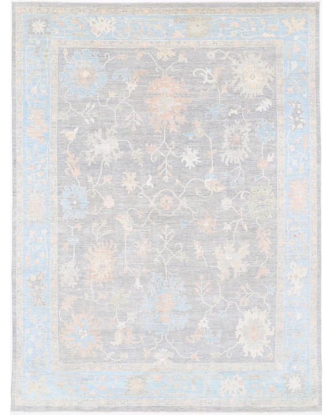 Oushak 10' 1" X 13' 11" Hand Knotted Wool Rug 10' 1" X 13' 11" (307 X 424) / Grey / Wool