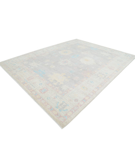 Oushak 9' 5" X 12' 2" Hand Knotted Wool Rug 9' 5" X 12' 2" (287 X 371) / Grey / Wool