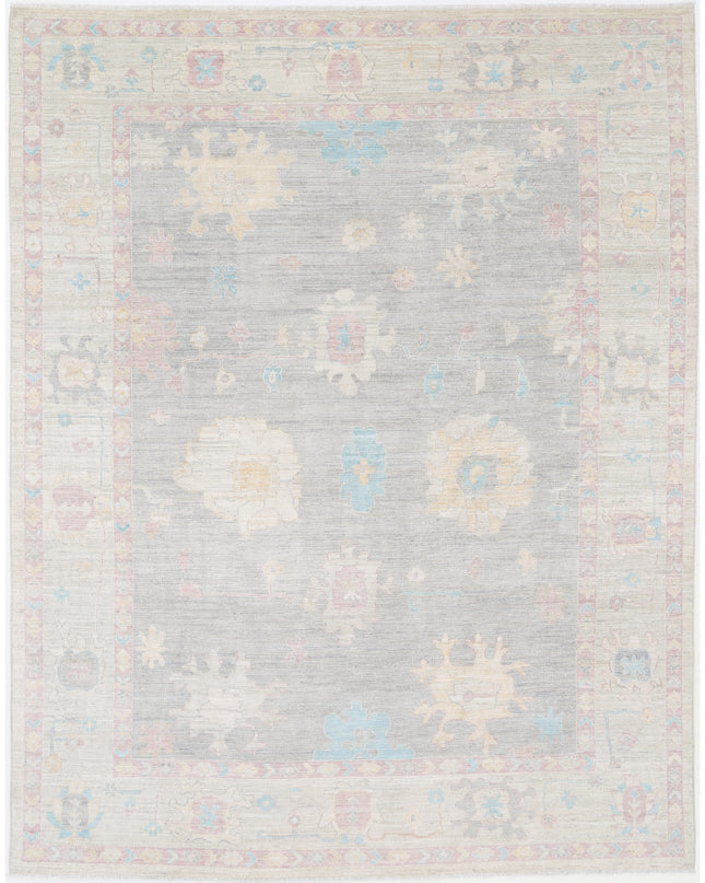 Oushak 9' 5" X 12' 2" Hand Knotted Wool Rug 9' 5" X 12' 2" (287 X 371) / Grey / Wool