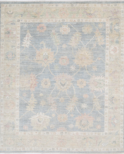 Oushak 6' 7" X 8' 1" Hand Knotted Wool Rug 6' 7" X 8' 1" (201 X 246) / Blue / Wool