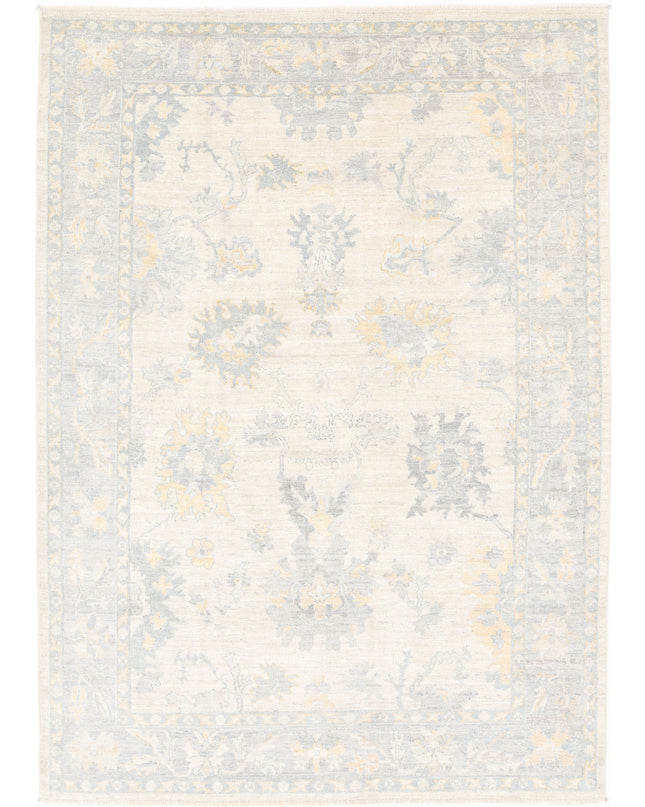Oushak 6' 2" X 8' 9" Hand Knotted Wool Rug 6' 2" X 8' 9" (188 X 267) / Ivory / Wool