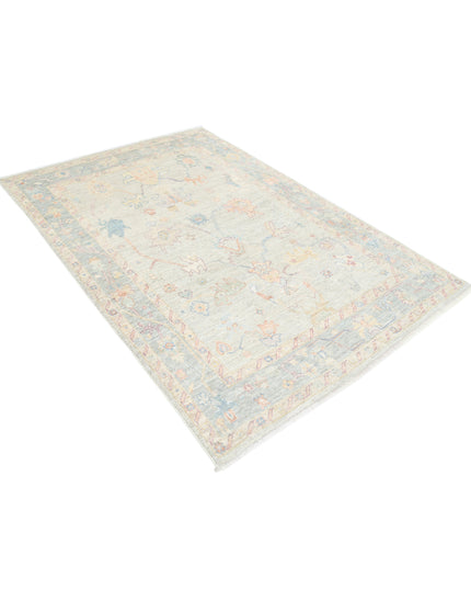 Oushak 4' 11" X 7' 3" Hand Knotted Wool Rug 4' 11" X 7' 3" (150 X 221) / Silver / Wool