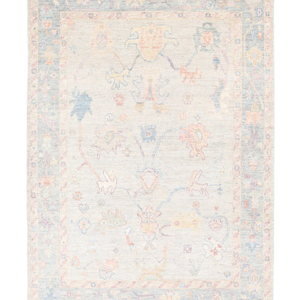 Oushak 4' 11" X 7' 3" Hand Knotted Wool Rug 4' 11" X 7' 3" (150 X 221) / Silver / Wool