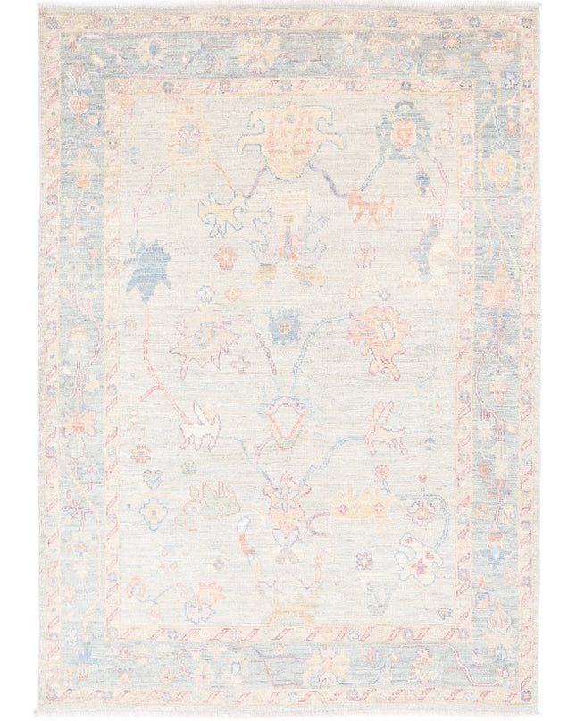 Oushak 4' 11" X 7' 3" Hand Knotted Wool Rug 4' 11" X 7' 3" (150 X 221) / Silver / Wool