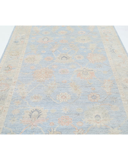 Oushak 5' 2" X 15' 11" Hand Knotted Wool Rug 5' 2" X 15' 11" (158 X 485) / Blue / Wool