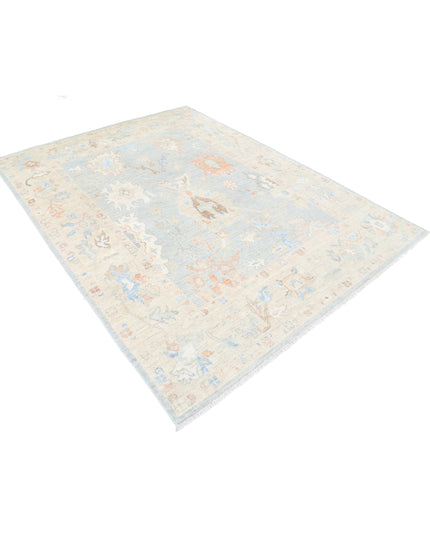 Oushak 6' 4" X 8' 2" Hand Knotted Wool Rug 6' 4" X 8' 2" (193 X 249) / Blue / Wool