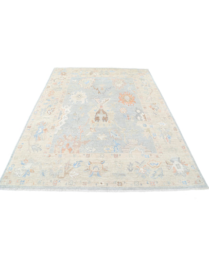 Oushak 6' 4" X 8' 2" Hand Knotted Wool Rug 6' 4" X 8' 2" (193 X 249) / Blue / Wool