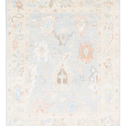 Oushak 6' 4" X 8' 2" Hand Knotted Wool Rug 6' 4" X 8' 2" (193 X 249) / Blue / Wool