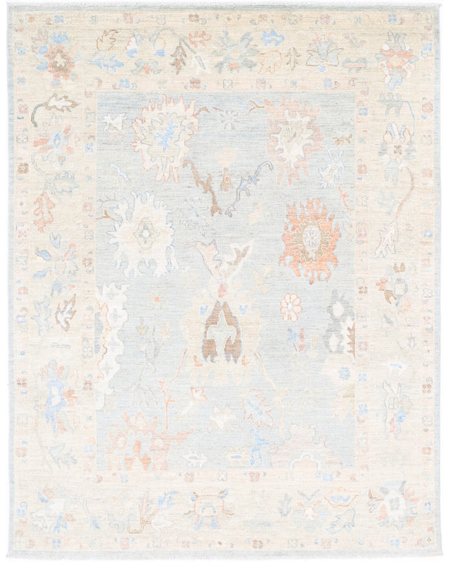 Oushak 6' 4" X 8' 2" Hand Knotted Wool Rug 6' 4" X 8' 2" (193 X 249) / Blue / Wool