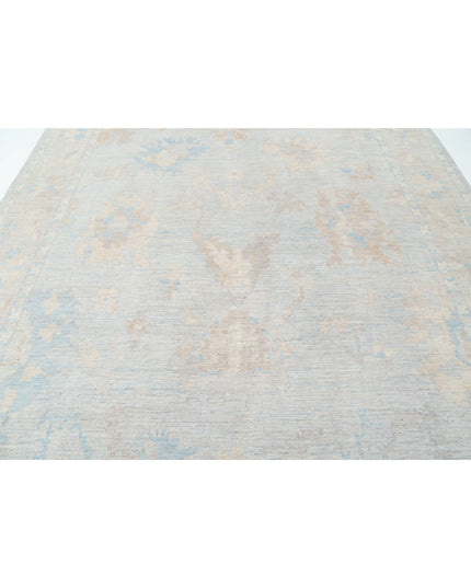 Oushak 9' 0" X 11' 9" Hand Knotted Wool Rug 9' 0" X 11' 9" (274 X 358) / Silver / Wool