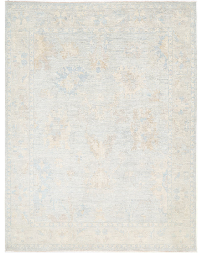 Oushak 9' 0" X 11' 9" Hand Knotted Wool Rug 9' 0" X 11' 9" (274 X 358) / Silver / Wool