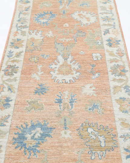 Oushak 3' 2" X 11' 10" Hand Knotted Wool Rug 3' 2" X 11' 10" (97 X 361) / Peach / Wool