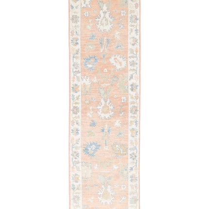 Oushak 3' 2" X 11' 10" Hand Knotted Wool Rug 3' 2" X 11' 10" (97 X 361) / Peach / Wool