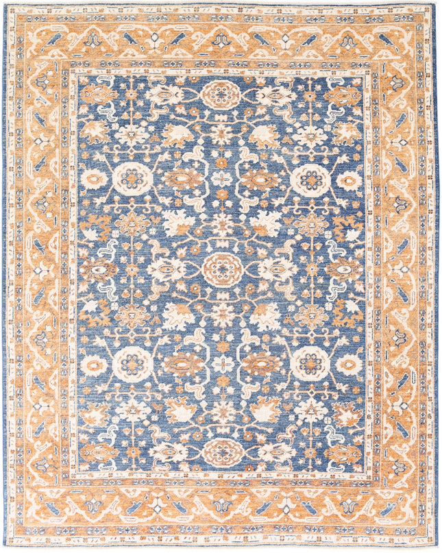 Oushak 8' 1" X 10' 3" Hand Knotted Wool Rug 8' 1" X 10' 3" (246 X 312) / Blue / Wool