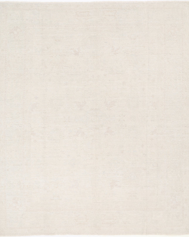 Oushak 8' 1" X 9' 9" Hand Knotted Wool Rug 8' 1" X 9' 9" (246 X 297) / Ivory / Wool