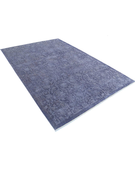 Overdye 6' 7" X 9' 7" Hand Knotted Wool & Bamboo Silk Rug 6' 7" X 9' 7" (201 X 292) / Blue / Wool & Bamboo Silk