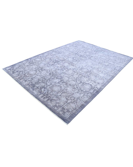 Overdye 6' 7" X 9' 7" Hand Knotted Wool & Bamboo Silk Rug 6' 7" X 9' 7" (201 X 292) / Blue / Wool & Bamboo Silk