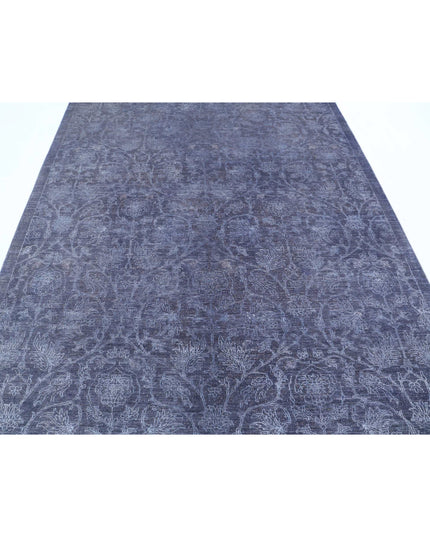 Overdye 6' 7" X 9' 7" Hand Knotted Wool & Bamboo Silk Rug 6' 7" X 9' 7" (201 X 292) / Blue / Wool & Bamboo Silk